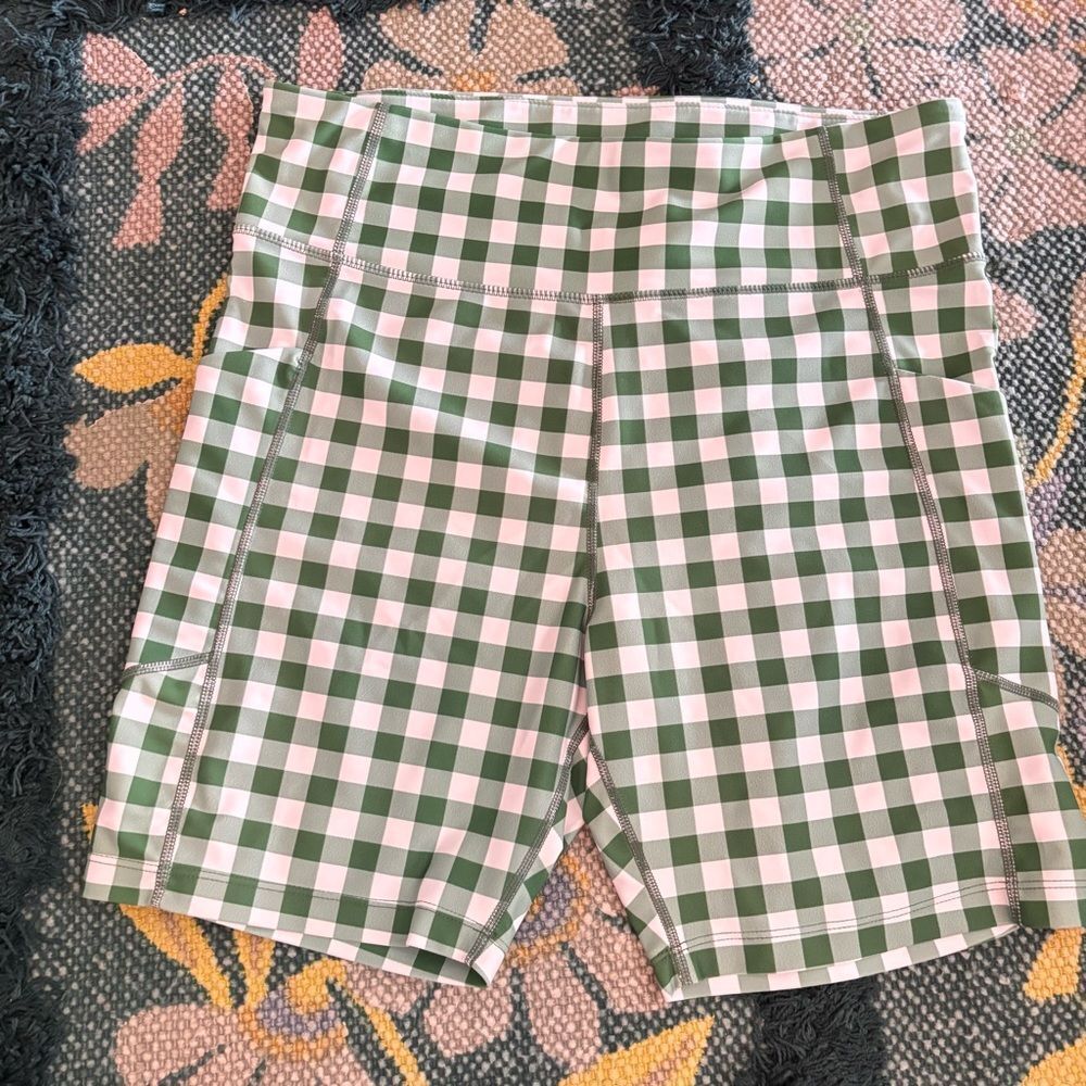 Tuckernuck TNuck Sport Trellis 6 Inch Compression Bike Short Medium gingham - Picture 2 of 4